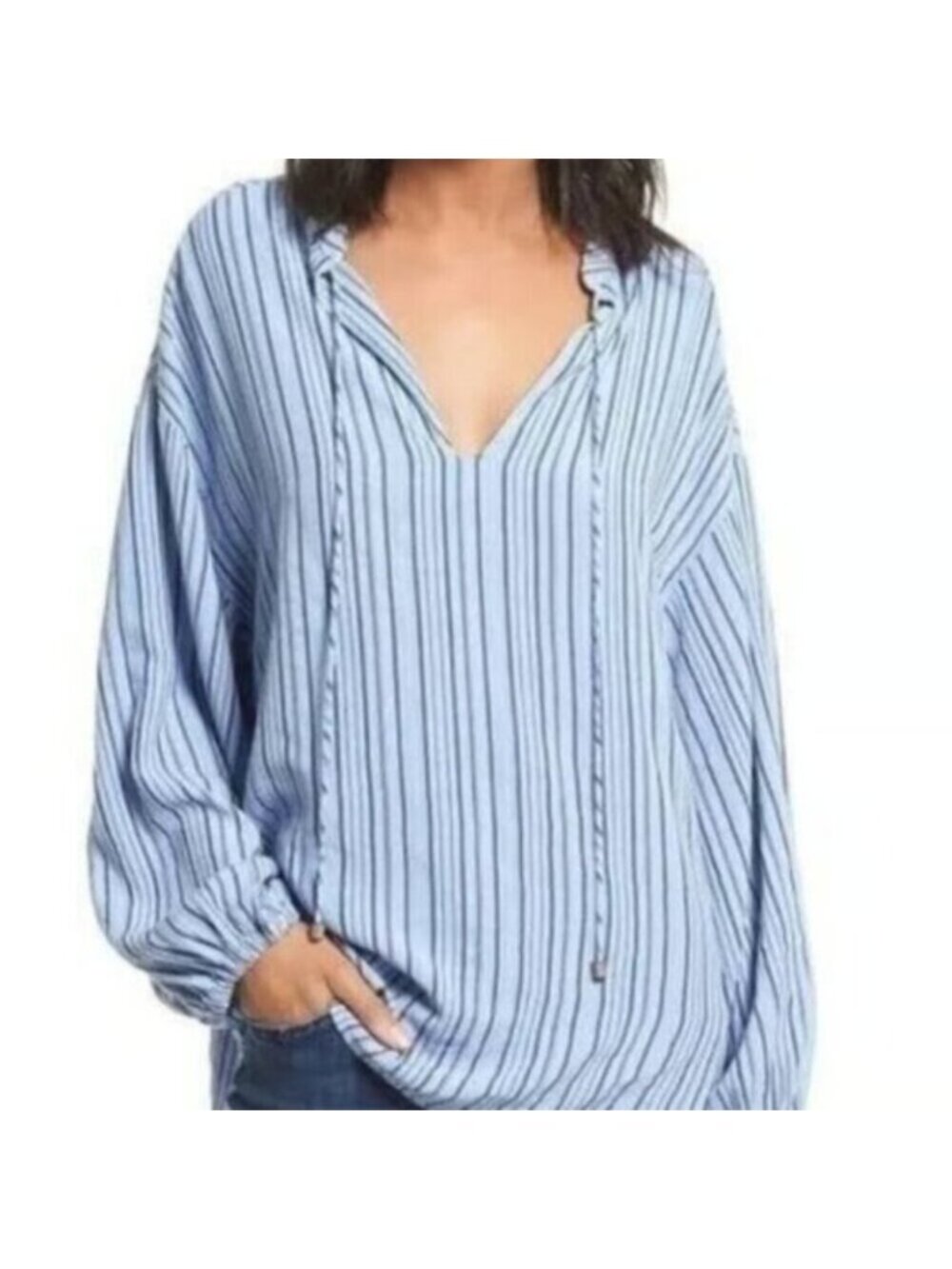 Free People | Blue Stripe Tunic Size Medium